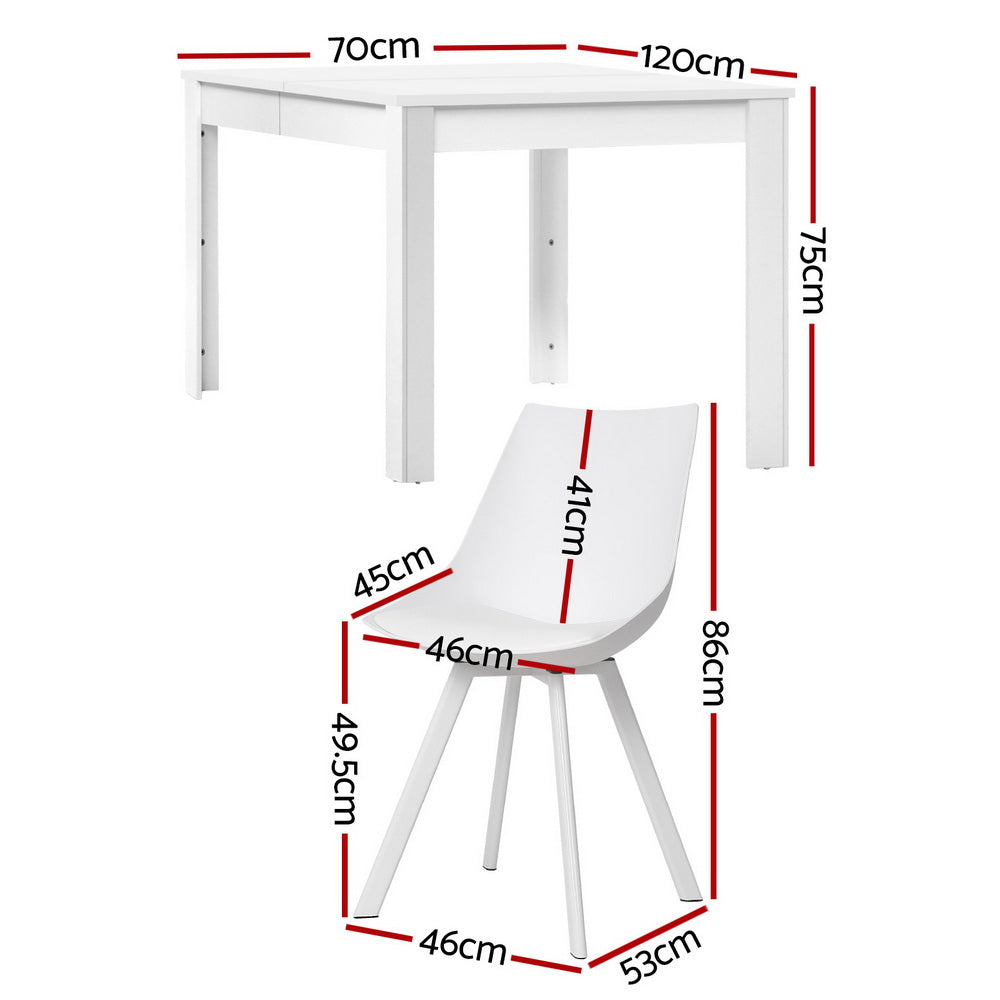 1 Artiss Dining Table and 4 Chairs Set Rectangle White Artiss