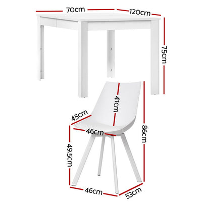 1 Artiss Dining Table and 4 Chairs Set Rectangle White