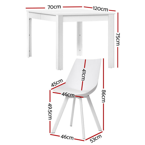 1 Artiss Dining Table and 4 Chairs Set Rectangle White Artiss