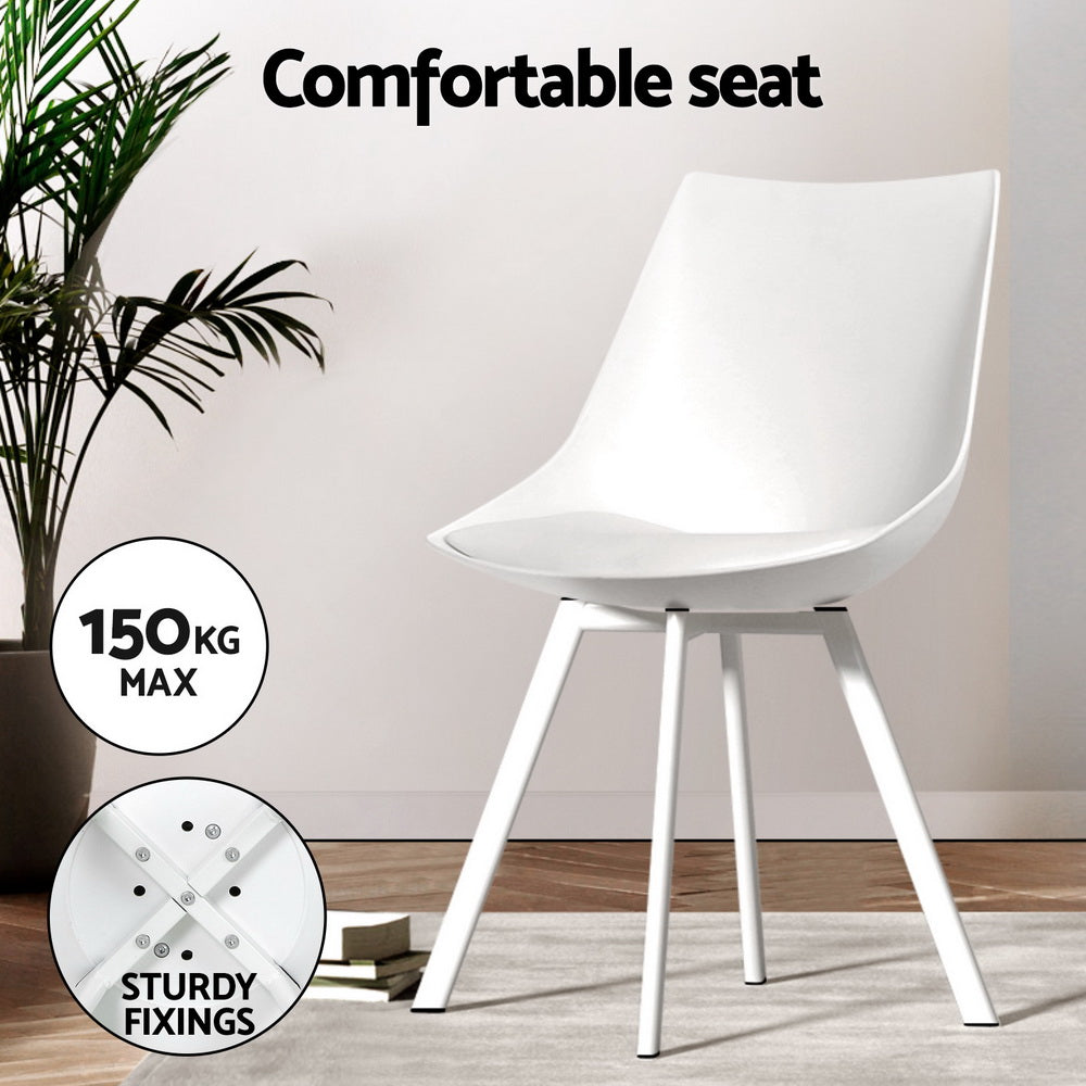 1 Artiss Dining Table and 4 Chairs Set Rectangle White Artiss