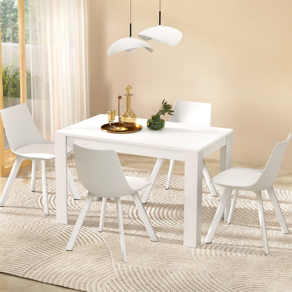1 Artiss Dining Table and 4 Chairs Set Rectangle White Artiss