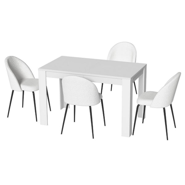1 Artiss Dining Table and 4 Chairs Set White Sherpa Artiss