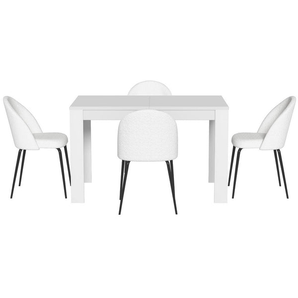 1 Artiss Dining Table and 4 Chairs Set White Sherpa Artiss