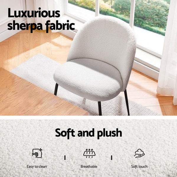 1 Artiss Dining Table and 4 Chairs Set White Sherpa Artiss