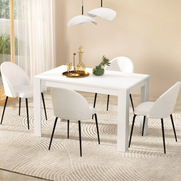 1 Artiss Dining Table and 4 Chairs Set White Sherpa Artiss