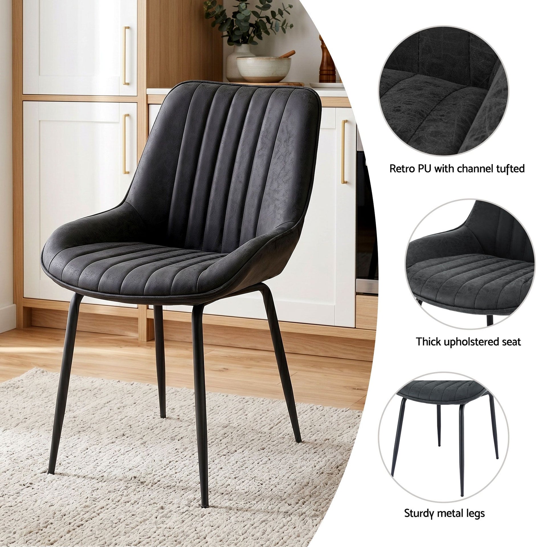 Artiss Dining Table and Chairs Set 5pcs Foldable Kitchen Furniture with 2 Drawers Black and White Awezingly