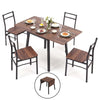 Artiss Dining Table and Chairs Set 5pcs with Extendable 60-120cm Drop-Leaf Table Brown