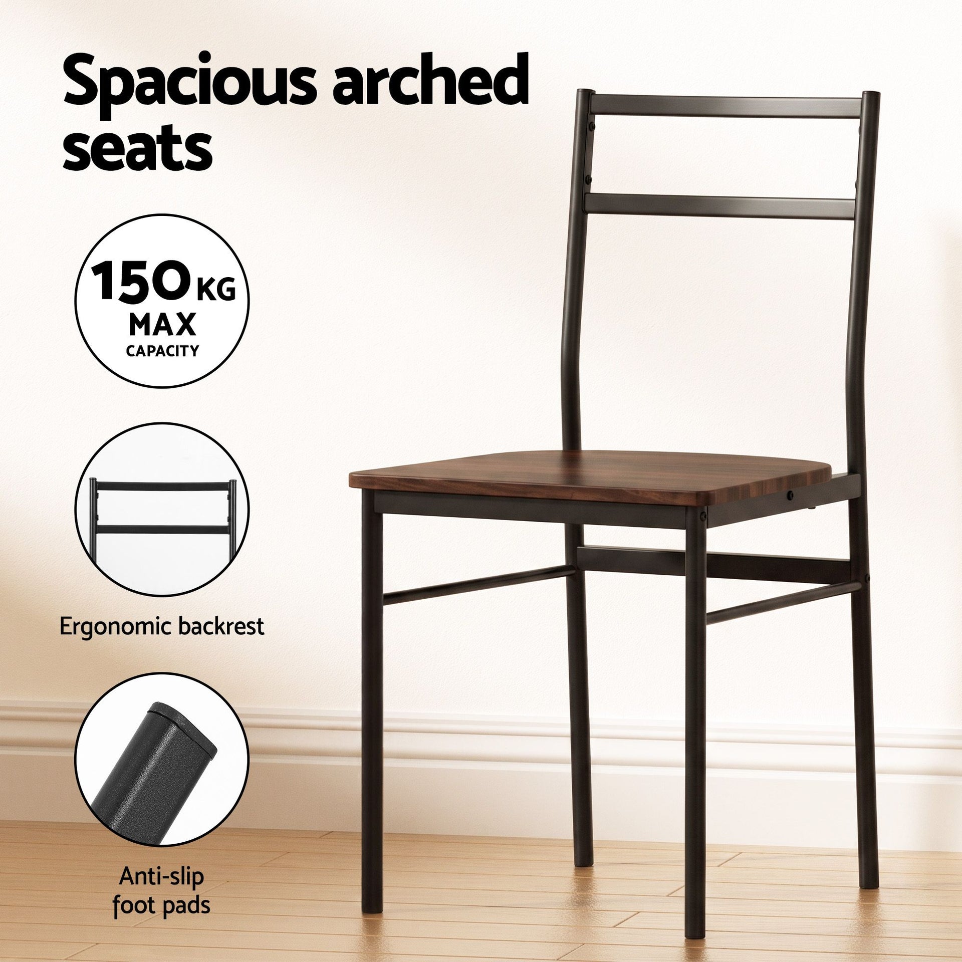 Artiss Dining Table and Chairs Set 5pcs with Extendable 60-120cm Drop-Leaf Table Brown Awezingly