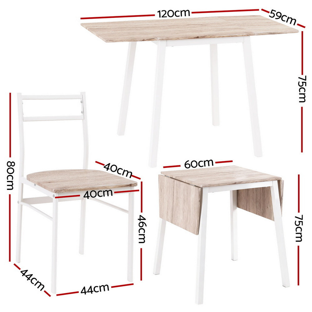 Artiss Dining Table and Chairs Set 5pcs Foldable Kitchen Furniture Natural White Awezingly
