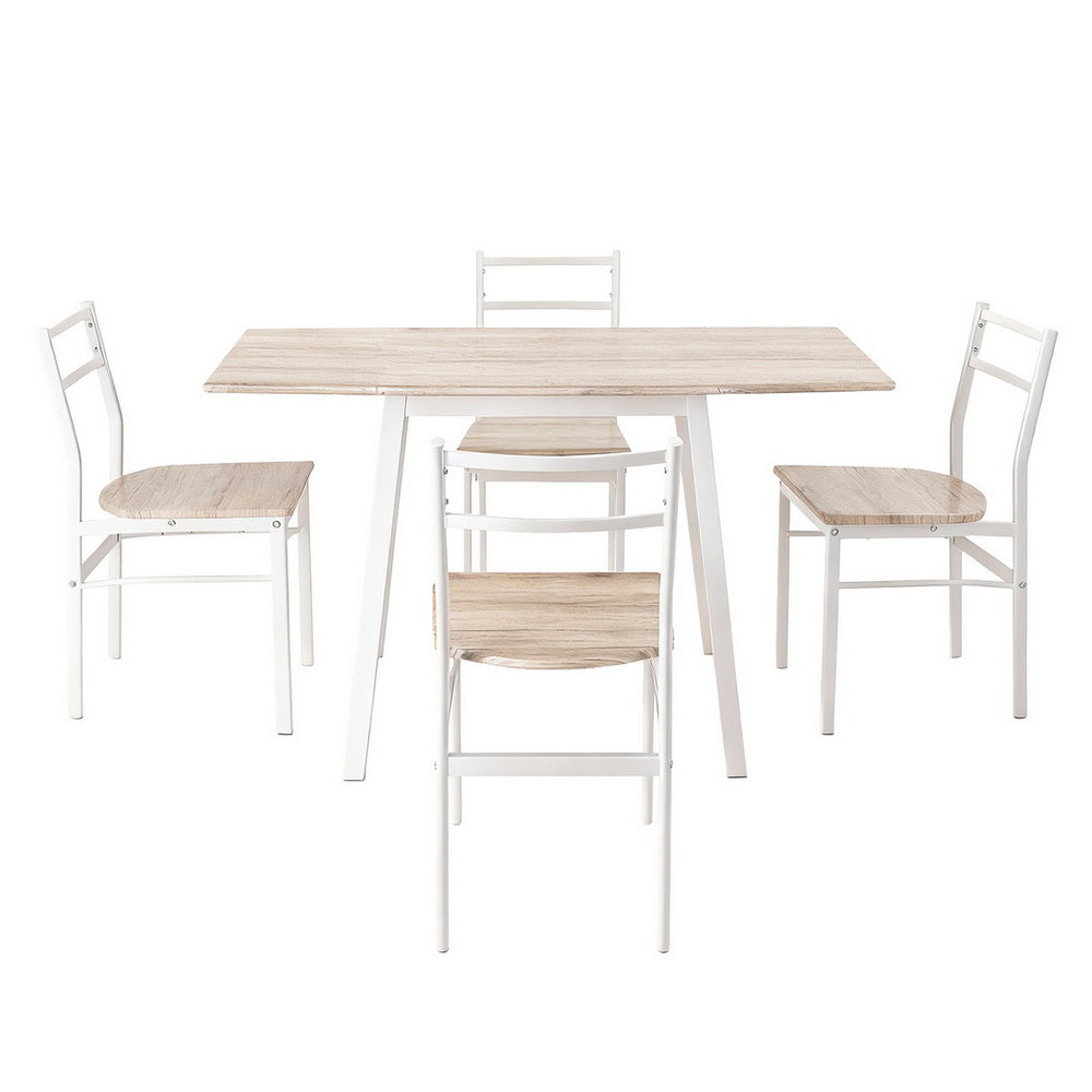 Artiss Dining Table and Chairs Set 5pcs Foldable Kitchen Furniture Natural White Awezingly