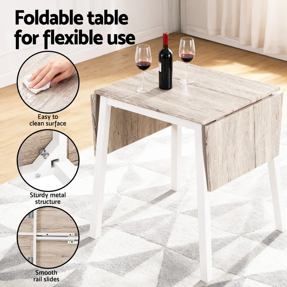 Artiss Dining Table and Chairs Set 5pcs Foldable Kitchen Furniture Natural White Awezingly