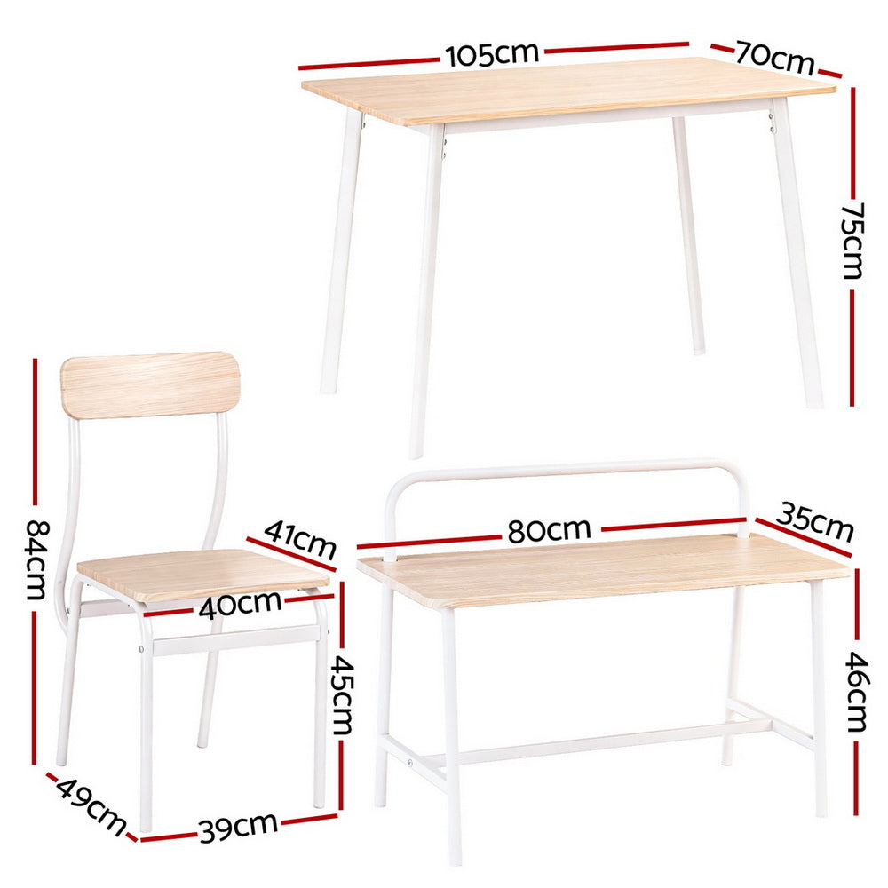 Artiss Dining Table and Chairs Set of 4 Bench Kitchen Furniture Natural and White Awezingly