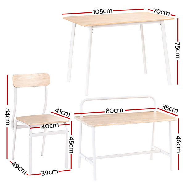 Artiss Dining Table and Chairs Set of 4 Bench Kitchen Furniture Natural and White Awezingly