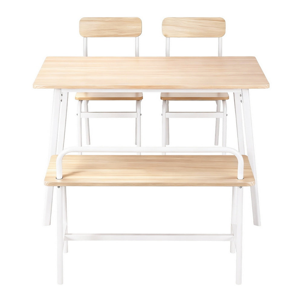Artiss Dining Table and Chairs Set of 4 Bench Kitchen Furniture Natural and White Awezingly