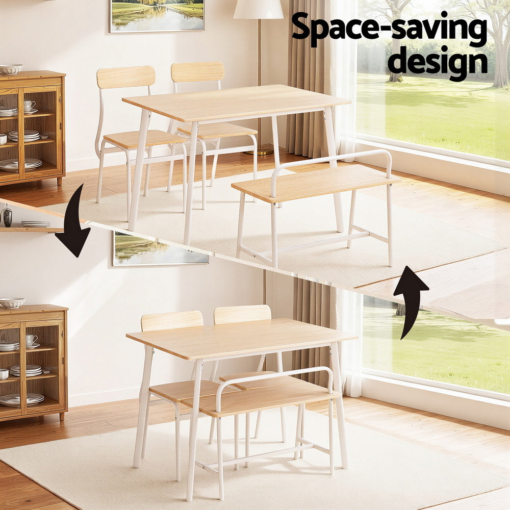 Artiss Dining Table and Chairs Set of 4 Bench Kitchen Furniture Natural and White Awezingly