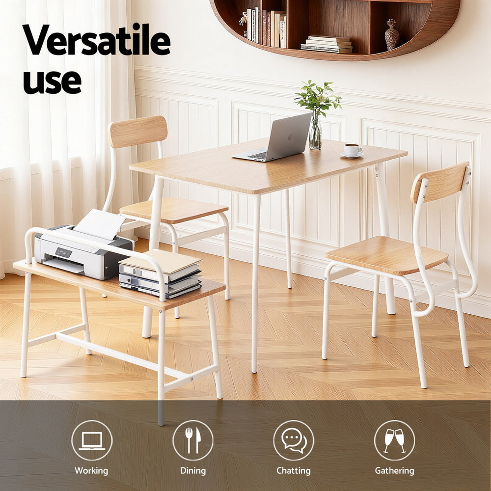 Artiss Dining Table and Chairs Set of 4 Bench Kitchen Furniture Natural and White Awezingly