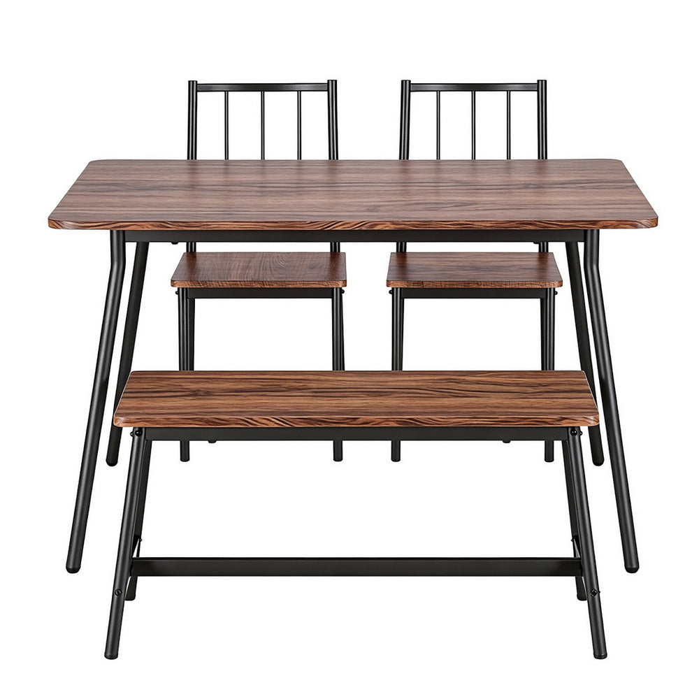 Artiss Dining Table and Chairs Set of 4 Bench Kitchen Furniture Rustic Brown Awezingly
