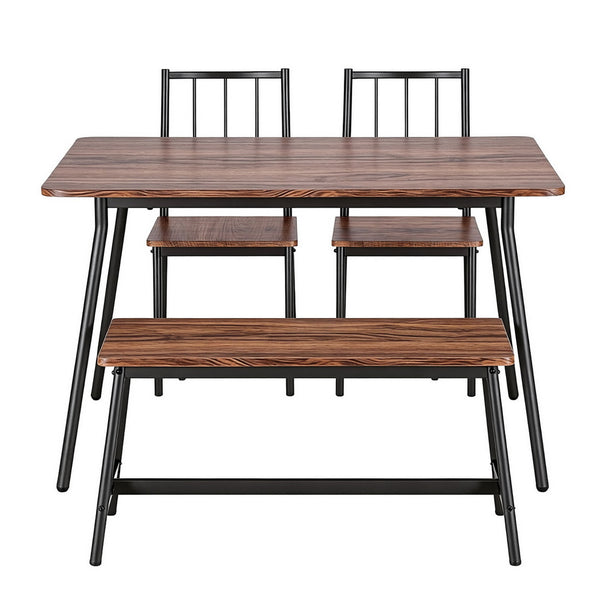 Artiss Dining Table and Chairs Set of 4 Bench Kitchen Furniture Rustic Brown Awezingly