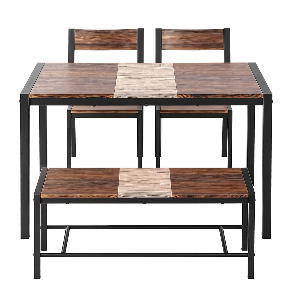 Artiss Dining Table and Chairs Set of 4 Bench Kitchen Furniture Rustic Brown Awezingly