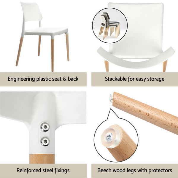 1 Artiss Dining Table and 4 Chairs Set Round White Artiss