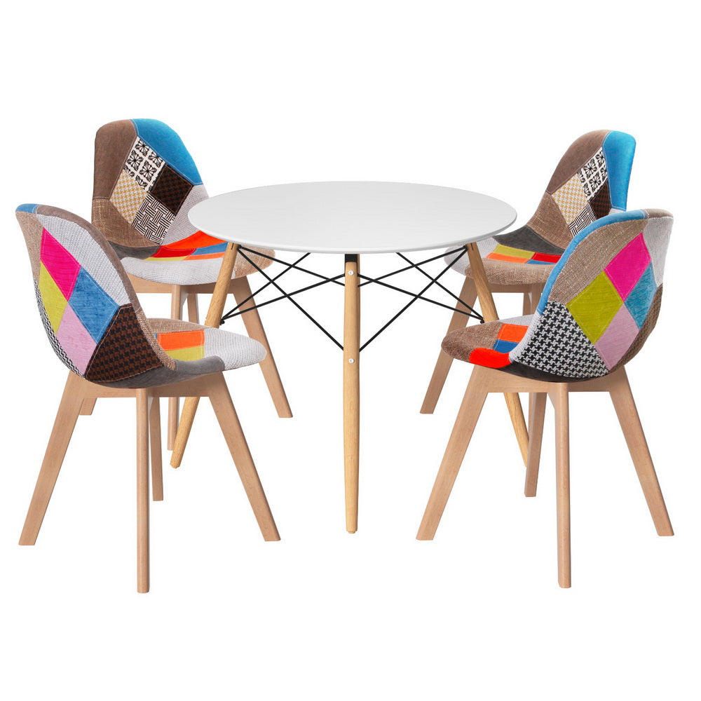 1 Artiss Dining Table and 4 Chairs Set DSW White Artiss