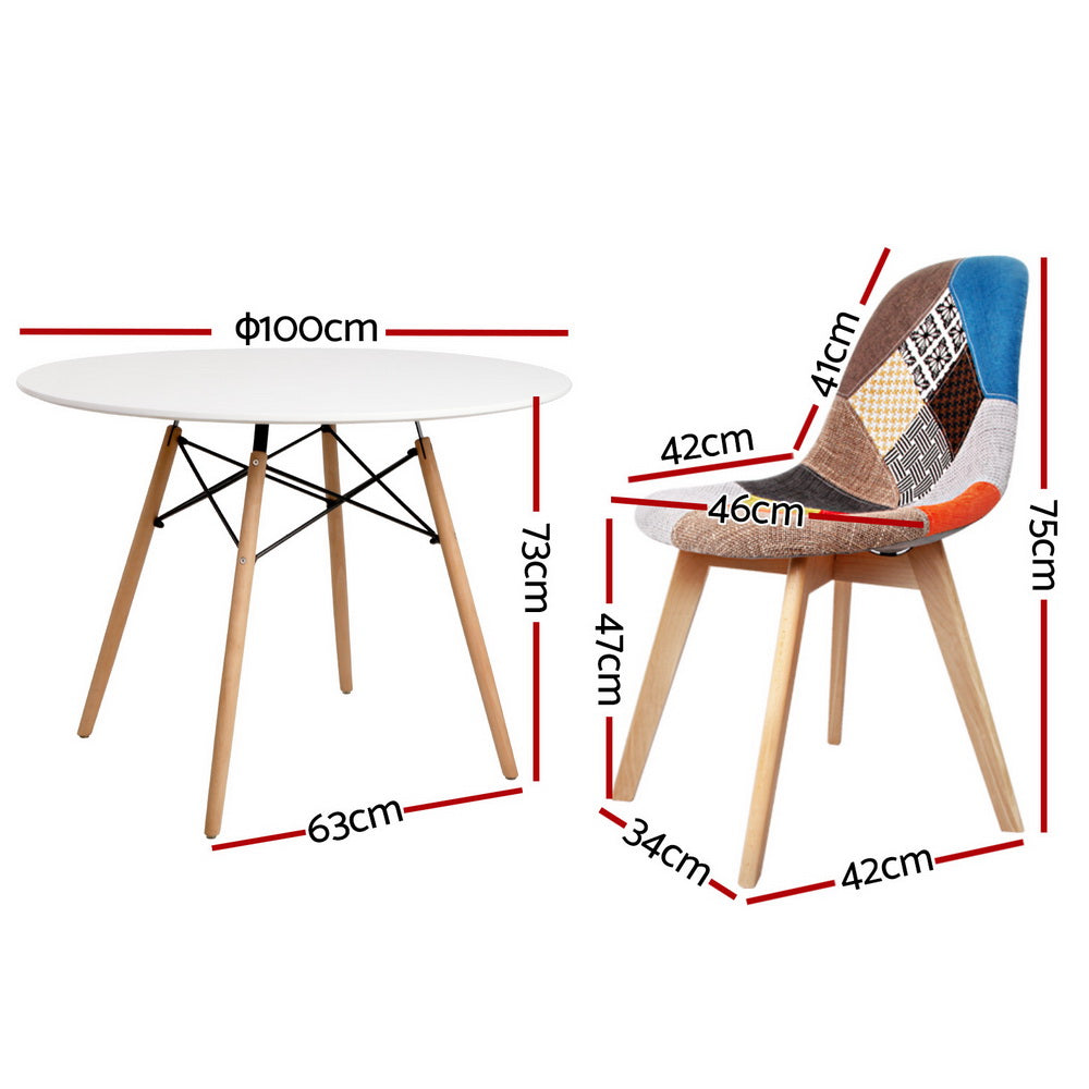 1 Artiss Dining Table and 4 Chairs Set DSW White Artiss