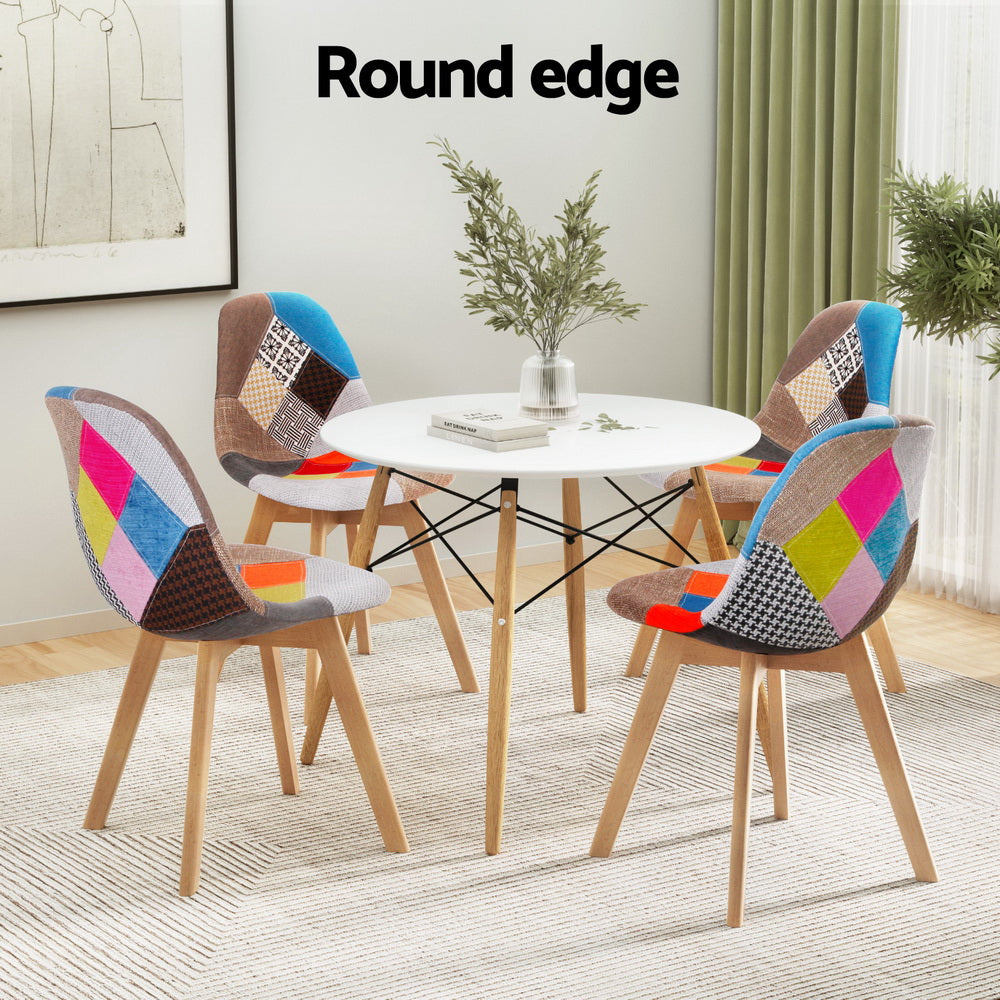 1 Artiss Dining Table and 4 Chairs Set DSW White Artiss