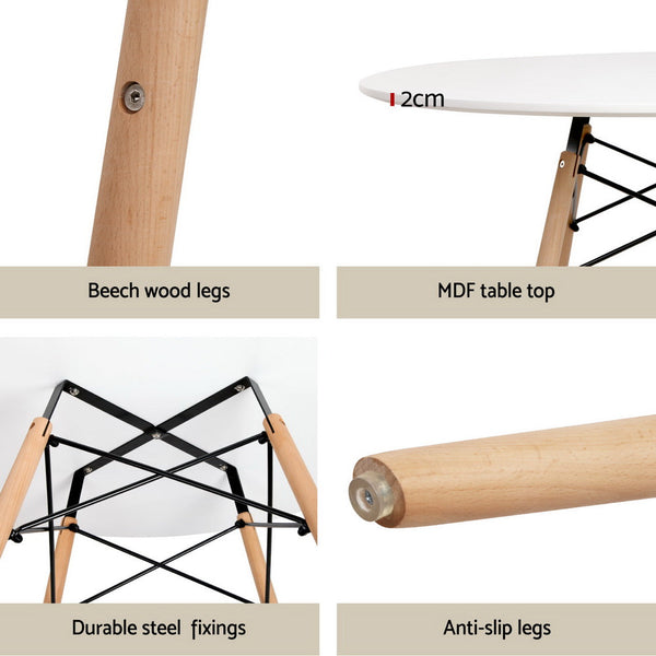 1 Artiss Dining Table and 4 Chairs Set DSW White Artiss