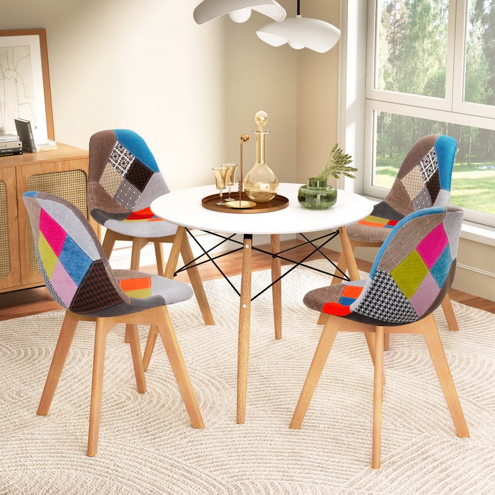 1 Artiss Dining Table and 4 Chairs Set DSW White Artiss