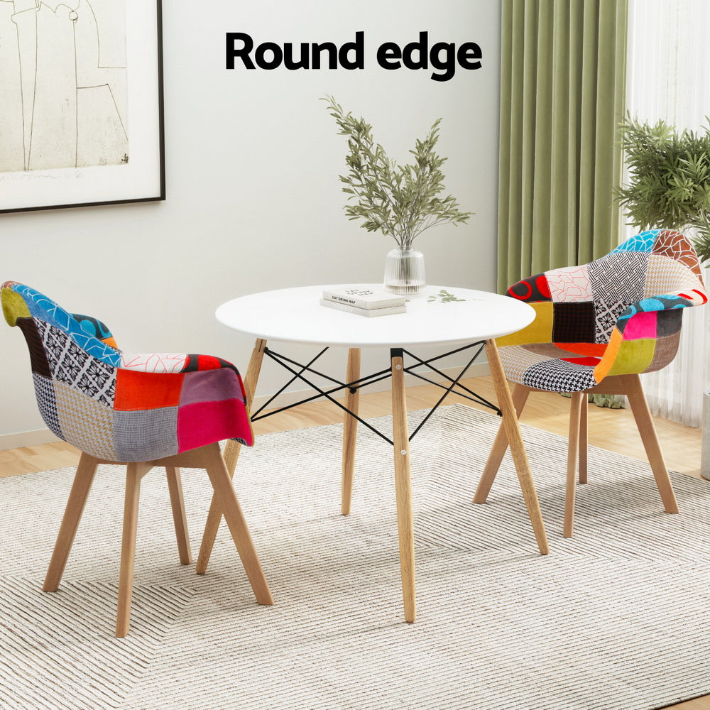 1 Artiss Dining Table and 2 Chairs Set DSW 90cm Artiss
