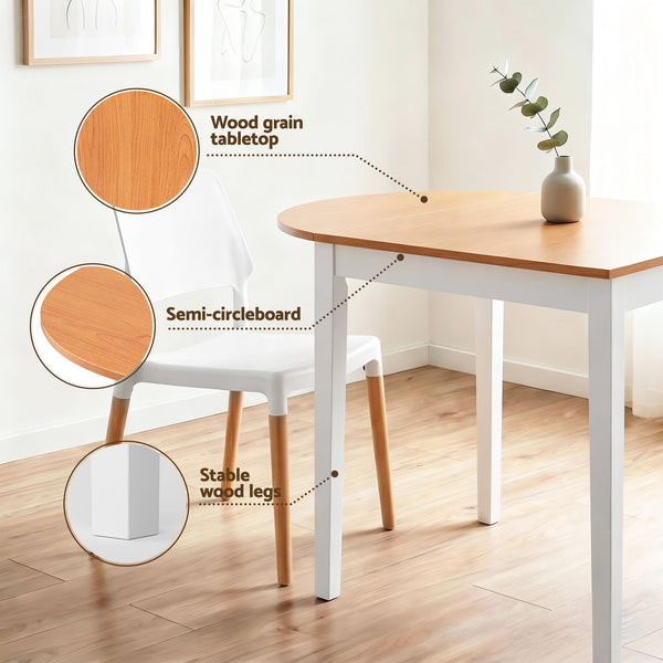 Artiss Dining Table and Chairs Set 5PCS, 75-110cm Drop-Leaf Table, with 4 Dining Chairs White Wooden, 4 Seater Dining Table Set for Kitchen, Apartment, Café Awezingly