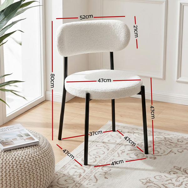 Artiss 200cm Extendable Dining Table Set with 4x Dining Chairs Sherpa White Awezingly