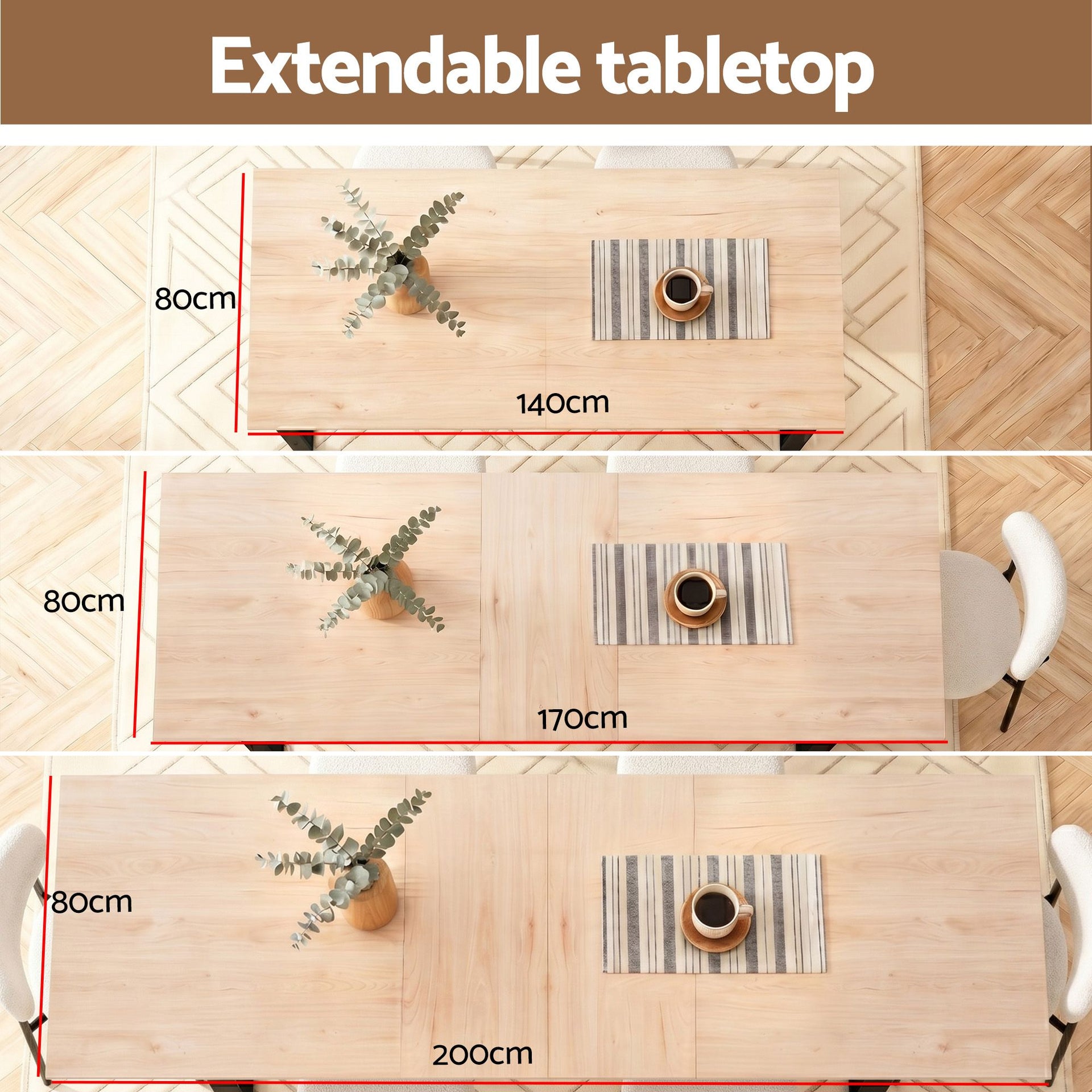 Artiss 200cm Extendable Dining Table Set with 4x Dining Chairs Sherpa White Awezingly