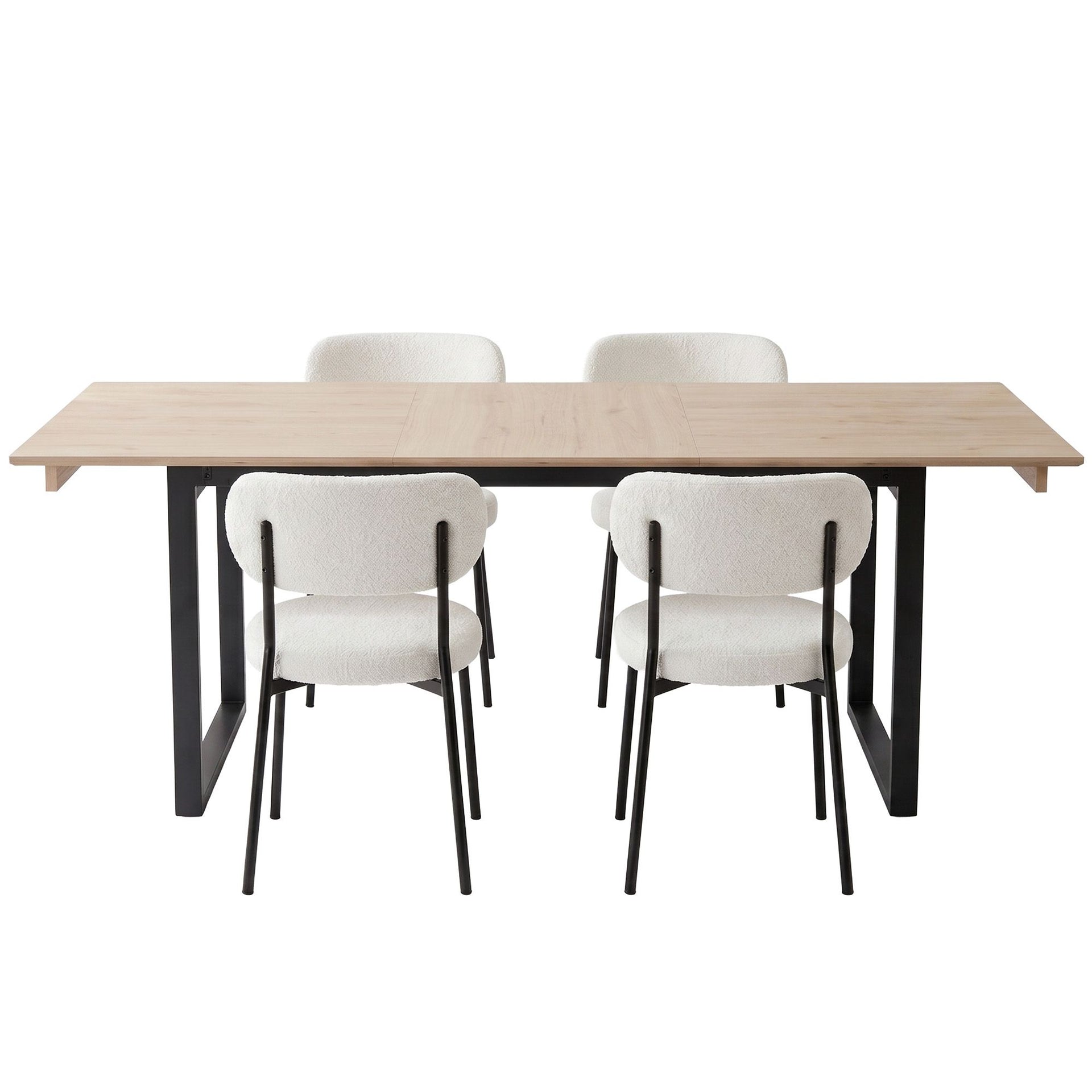 Artiss 200cm Extendable Dining Table Set with 4x Dining Chairs Sherpa White Awezingly