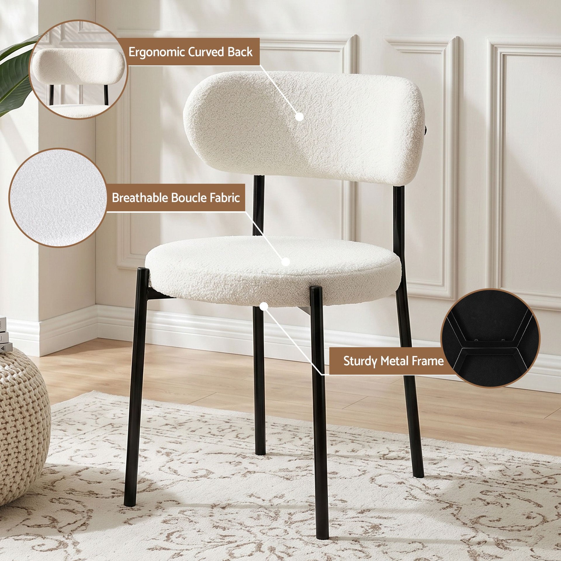 Artiss 200cm Extendable Dining Table Set with 4x Dining Chairs Sherpa White Awezingly