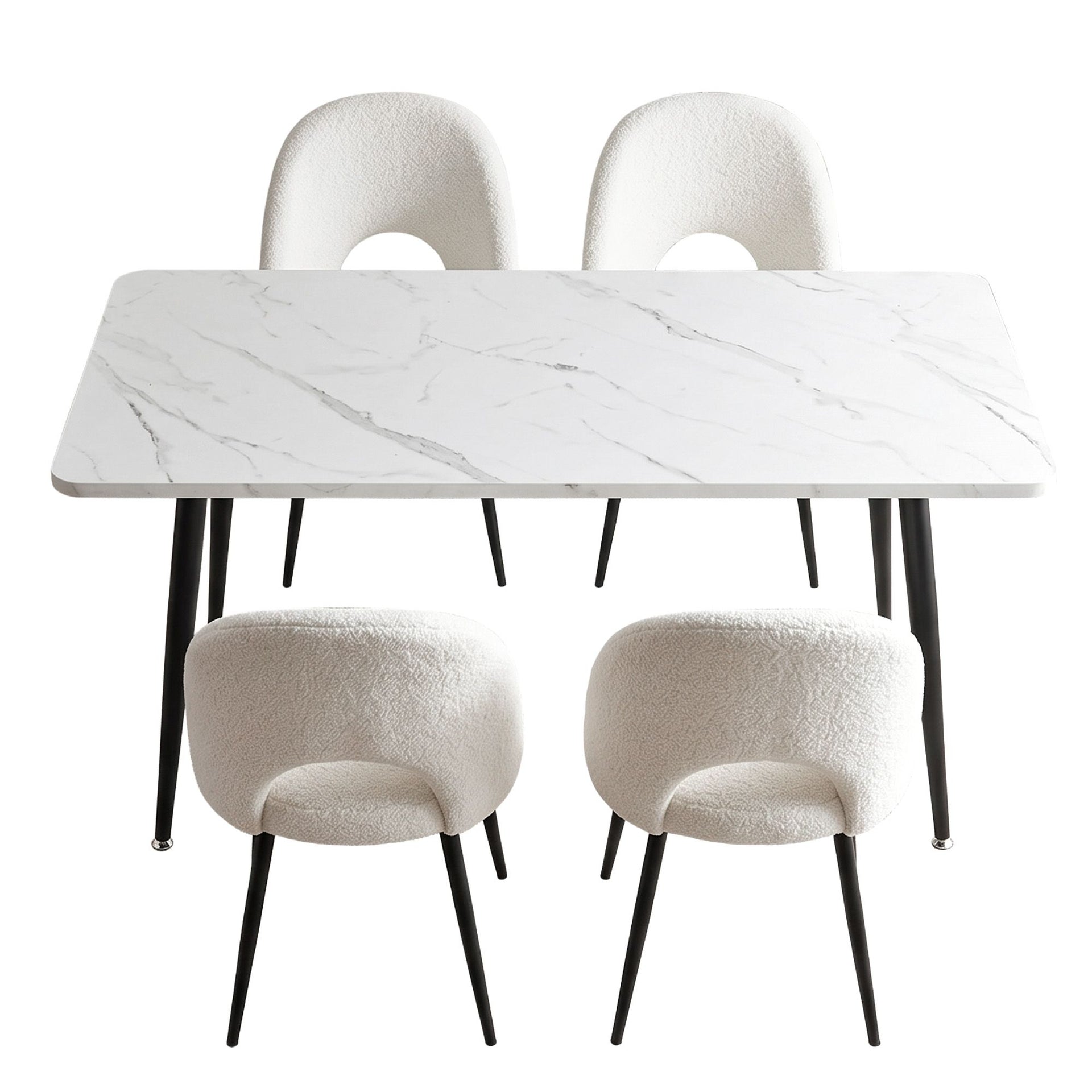 Artiss Dining Table and Chairs Set 5pcs Kitchen Furniture Marble White Awezingly