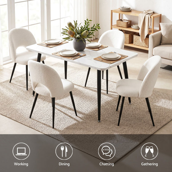 Artiss Dining Table and Chairs Set 5pcs Kitchen Furniture Marble White Awezingly