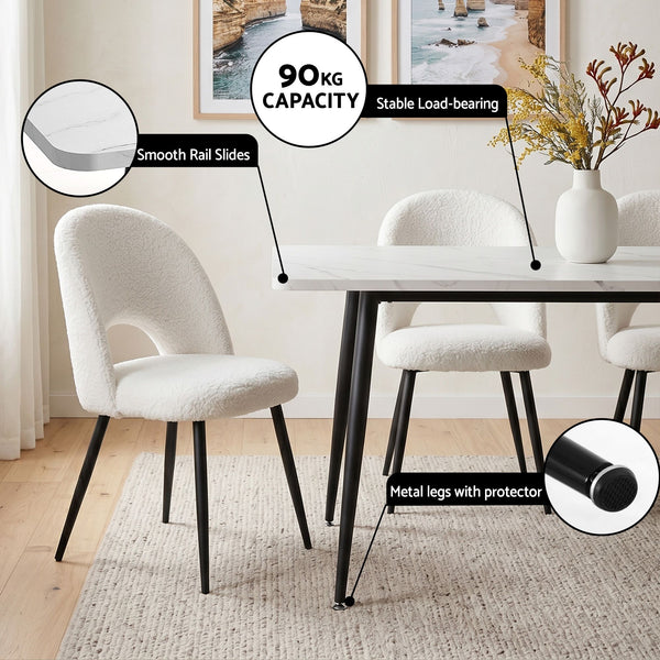 Artiss Dining Table and Chairs Set 5pcs Kitchen Furniture Marble White Awezingly