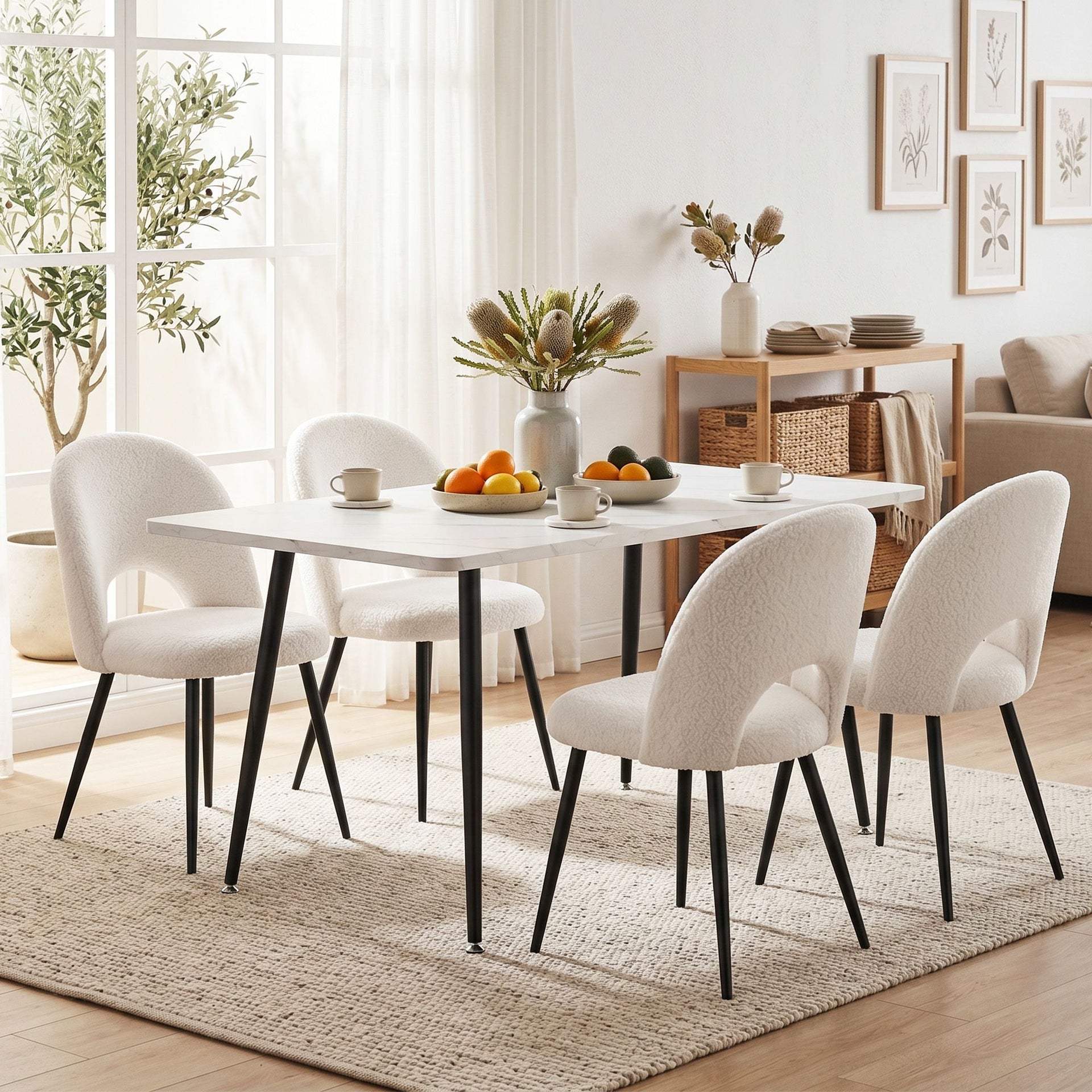 Artiss Dining Table and Chairs Set 5pcs Kitchen Furniture Marble White Awezingly