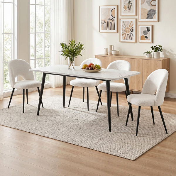 Artiss Dining Table and Chairs Set 5pcs Kitchen Furniture Marble White Awezingly