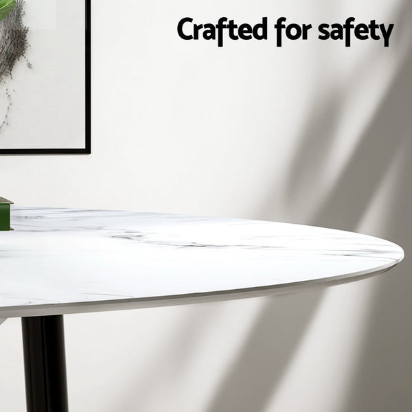 1 Artiss Dining Table and 4 Chairs Set Marble Black Artiss