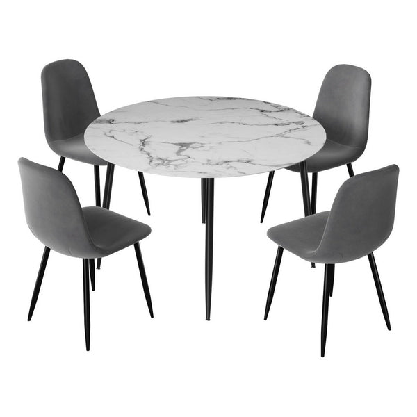 1 Artiss Dining Table and 4 Chairs Set Marble Grey Artiss