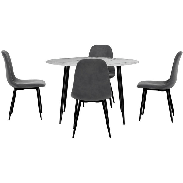 1 Artiss Dining Table and 4 Chairs Set Marble Grey Artiss
