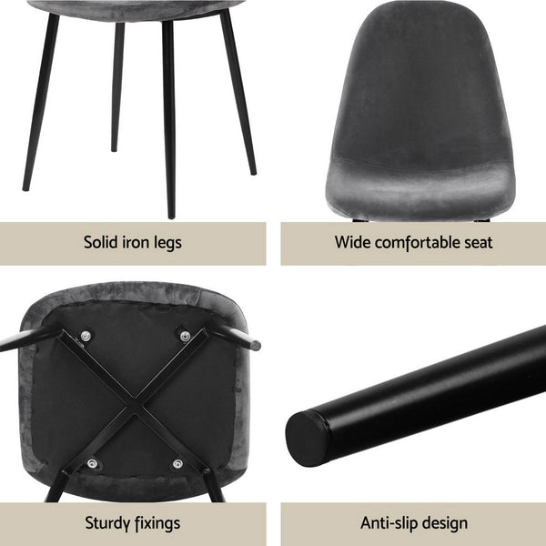 1 Artiss Dining Table and 4 Chairs Set Marble Grey Artiss