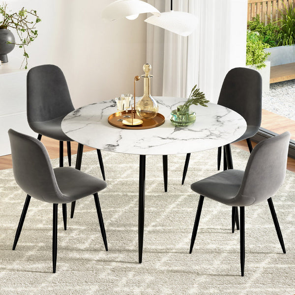 1 Artiss Dining Table and 4 Chairs Set Marble Grey Artiss