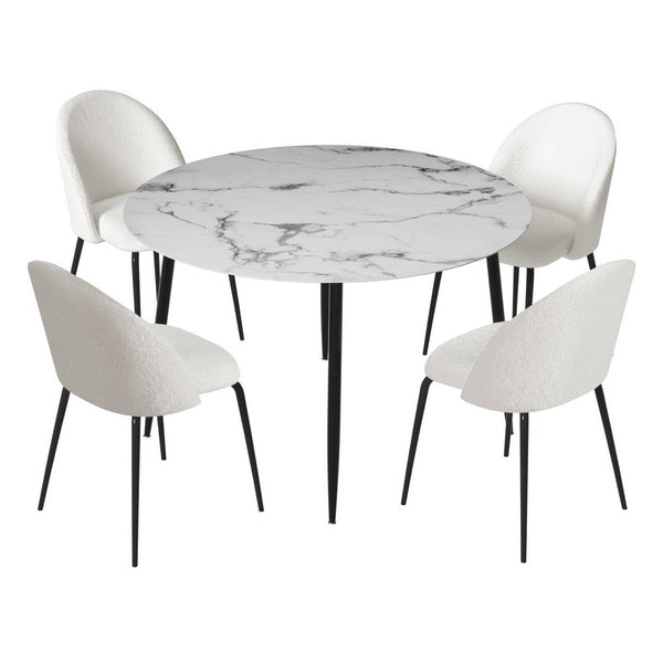 1 Artiss Dining Table and 4 Chairs Set Marble White Artiss