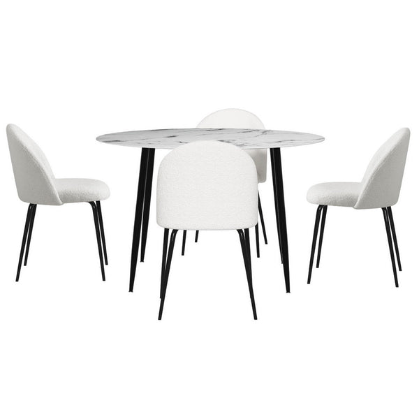 1 Artiss Dining Table and 4 Chairs Set Marble White Artiss