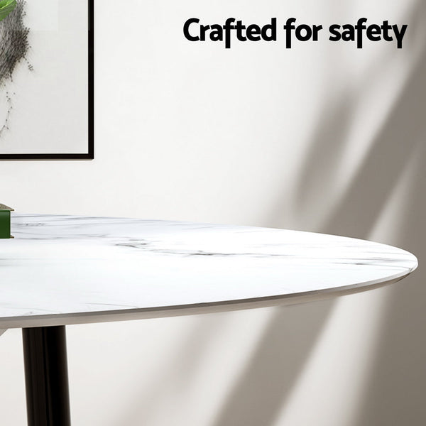 1 Artiss Dining Table and 4 Chairs Set Marble White Artiss