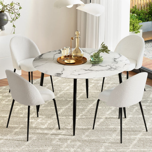 1 Artiss Dining Table and 4 Chairs Set Marble White Artiss
