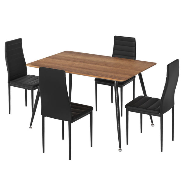 1 Artiss Dining Table and 4 Chairs Set Rectangle Metal Artiss